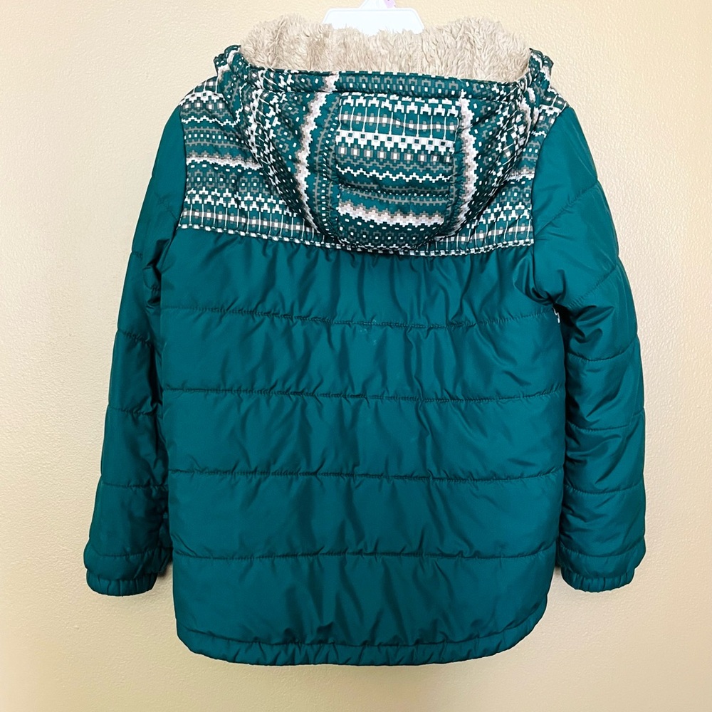 THE NORTH FACE Little Boy Reversible Jacket Size 10 Medium Grey white and Brow - Picture 3 of 13